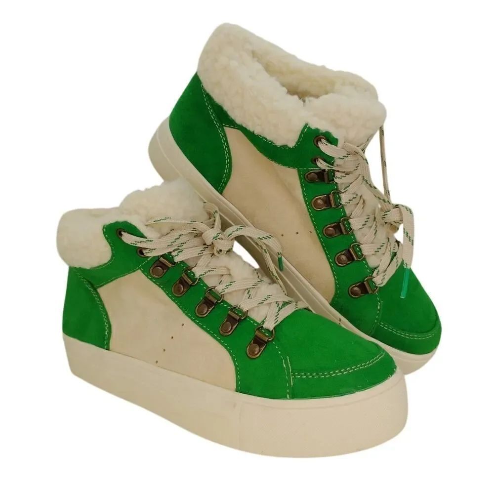 American Eagle Womens NEW w/Tags Cozy Shearling & Suede Hi-Top Sneakers - sz. 9